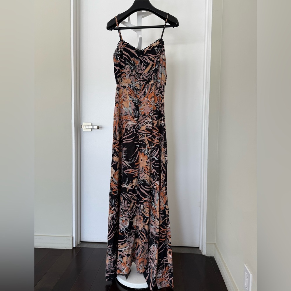MINKPINK Black and Orange Floral Maxi Dress